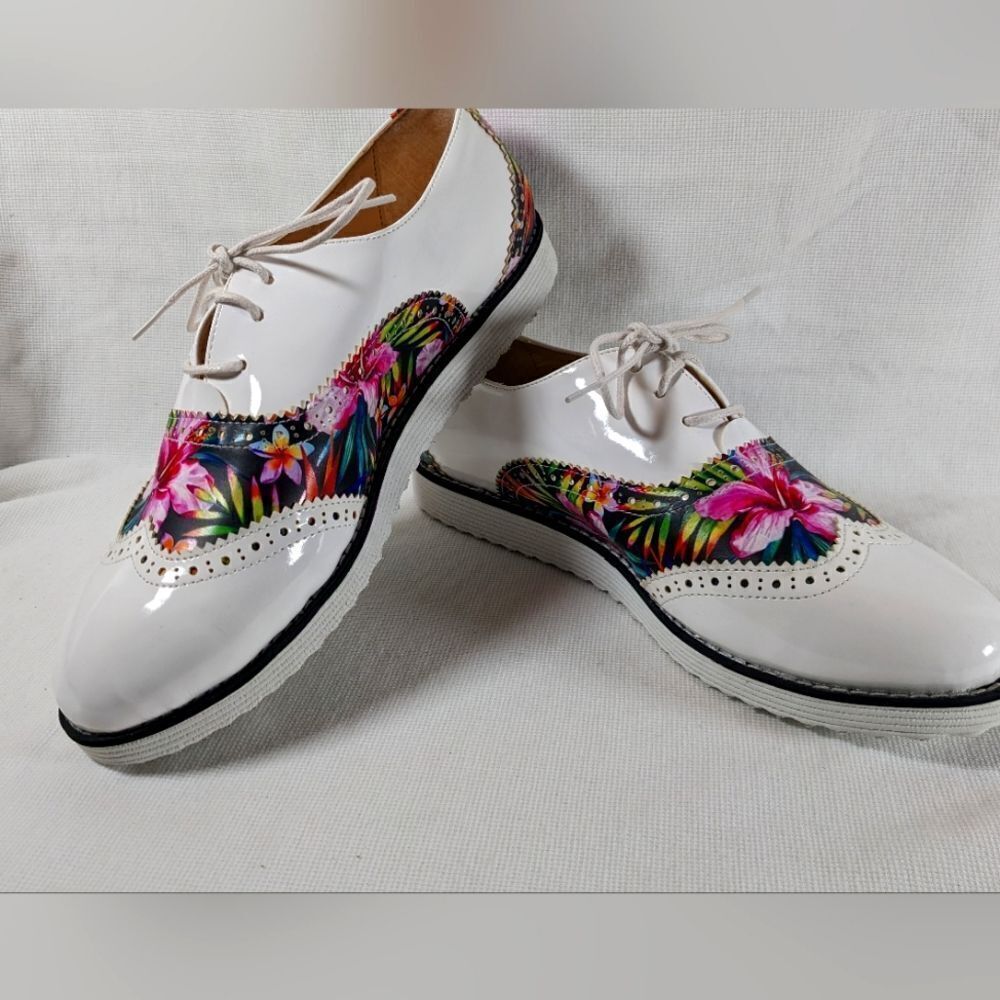 Goby Flowers Oxford Shoes GNG303 Size 38 Like New Condition